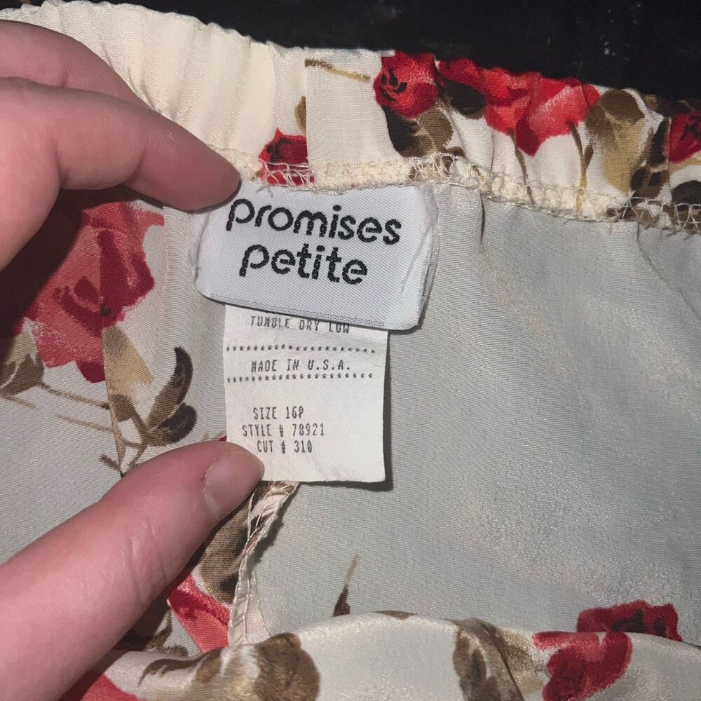 Vintage Cottagecore Cream and Rose Floral Print Semi Sheer Maxi Skirt Size 16 P - Picture 7 of 8